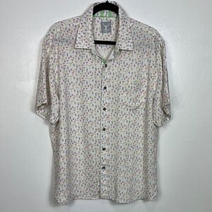 Nicoby Men's Multicolor Happy Hour Print Short Sleeve Button Up Shirt Size XL